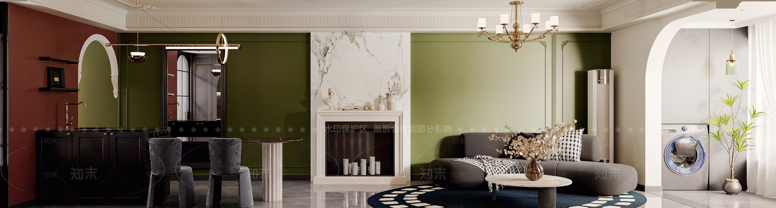 法式复古家居客厅3D模型下载【ID:1167014250】