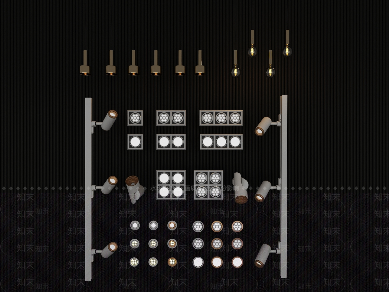 现代灯具组合3D模型下载【ID:1167015295】