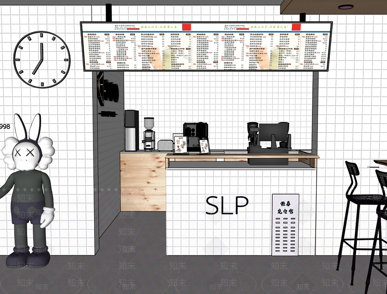 现代原木奶茶店SU模型下载【ID:1167018472】