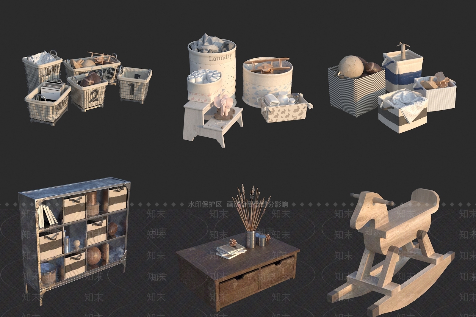 现代通用儿童房3D模型下载【ID:1167032384】
