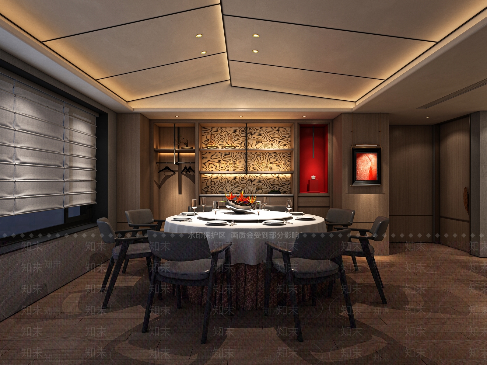 现代新中式中餐厅3D模型下载【ID:1167035618】