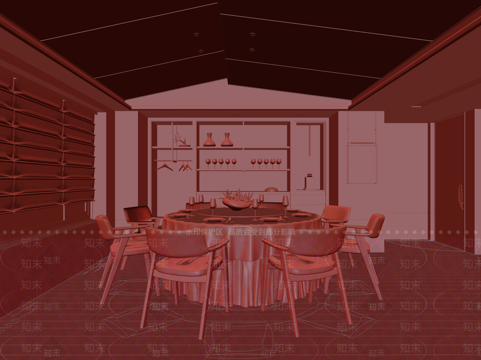 现代新中式中餐厅3D模型下载【ID:1167035618】