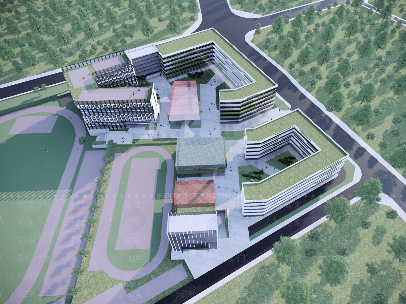 现代学校建筑SU模型下载【ID:1167038321】