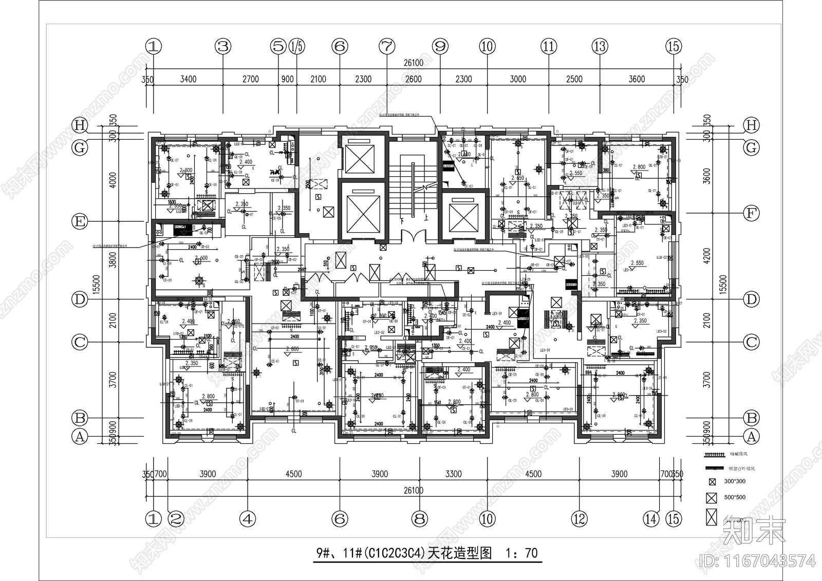 天津雅诗阁服务公寓装修图cad施工图下载【ID:1167043574】