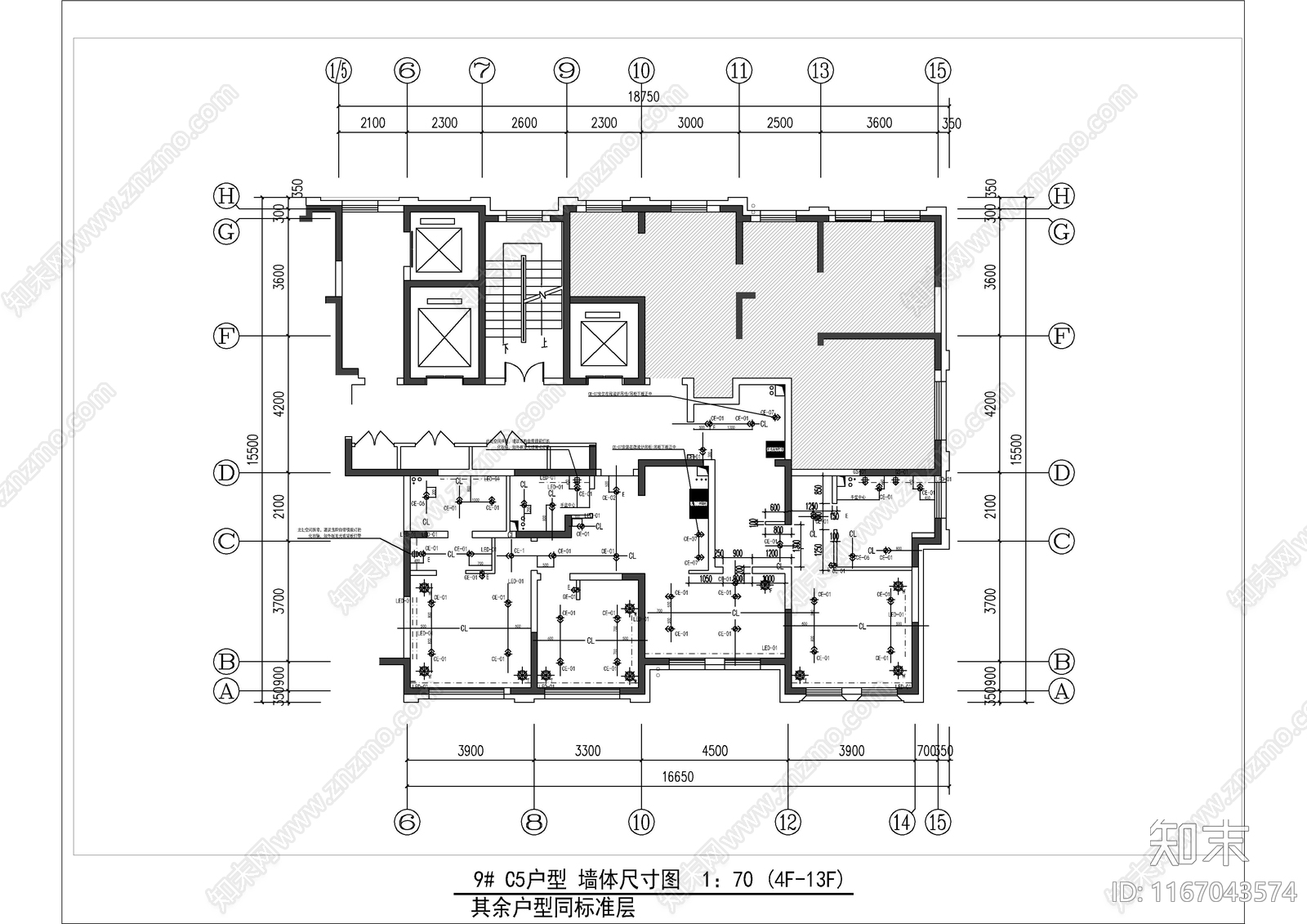 天津雅诗阁服务公寓装修图cad施工图下载【ID:1167043574】