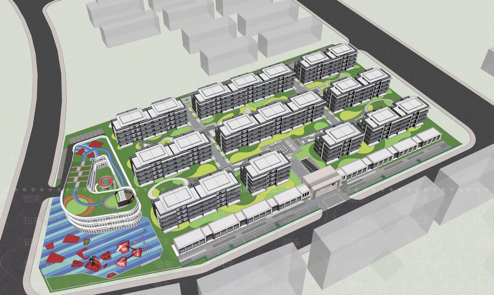现代多层住宅SU模型下载【ID:1167042488】