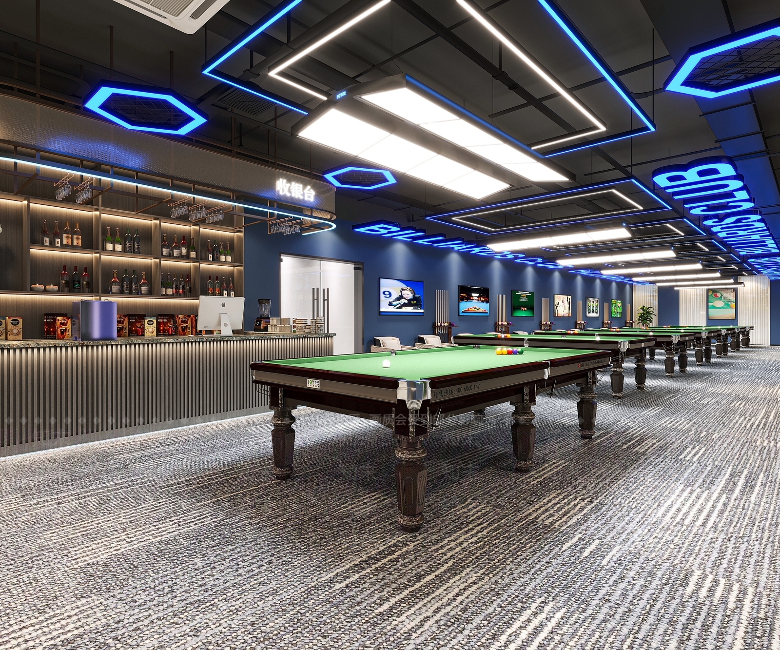 工业台球室3D模型下载【ID:1167044889】