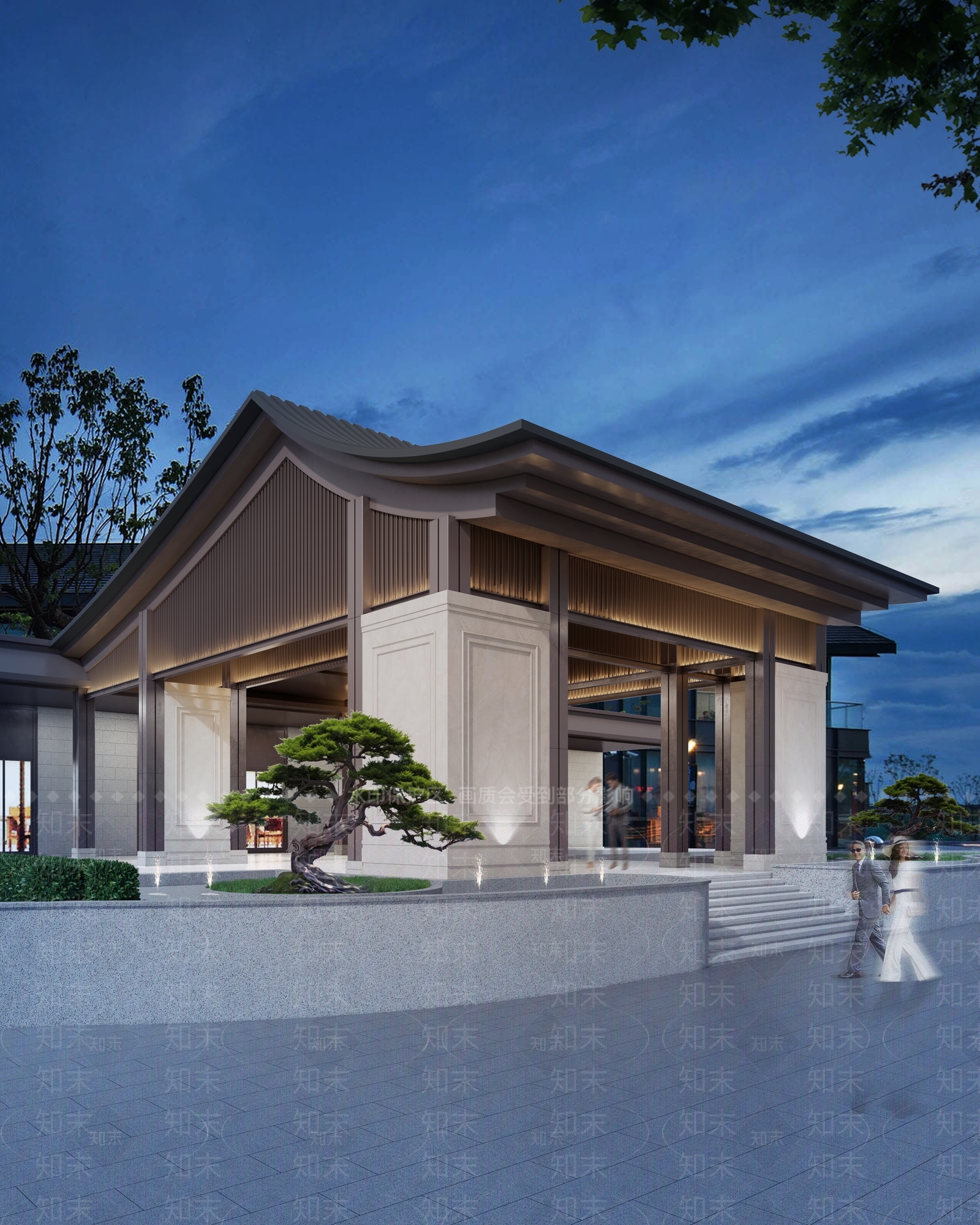 现代新中式其他酒店空间SU模型下载【ID:1167047562】