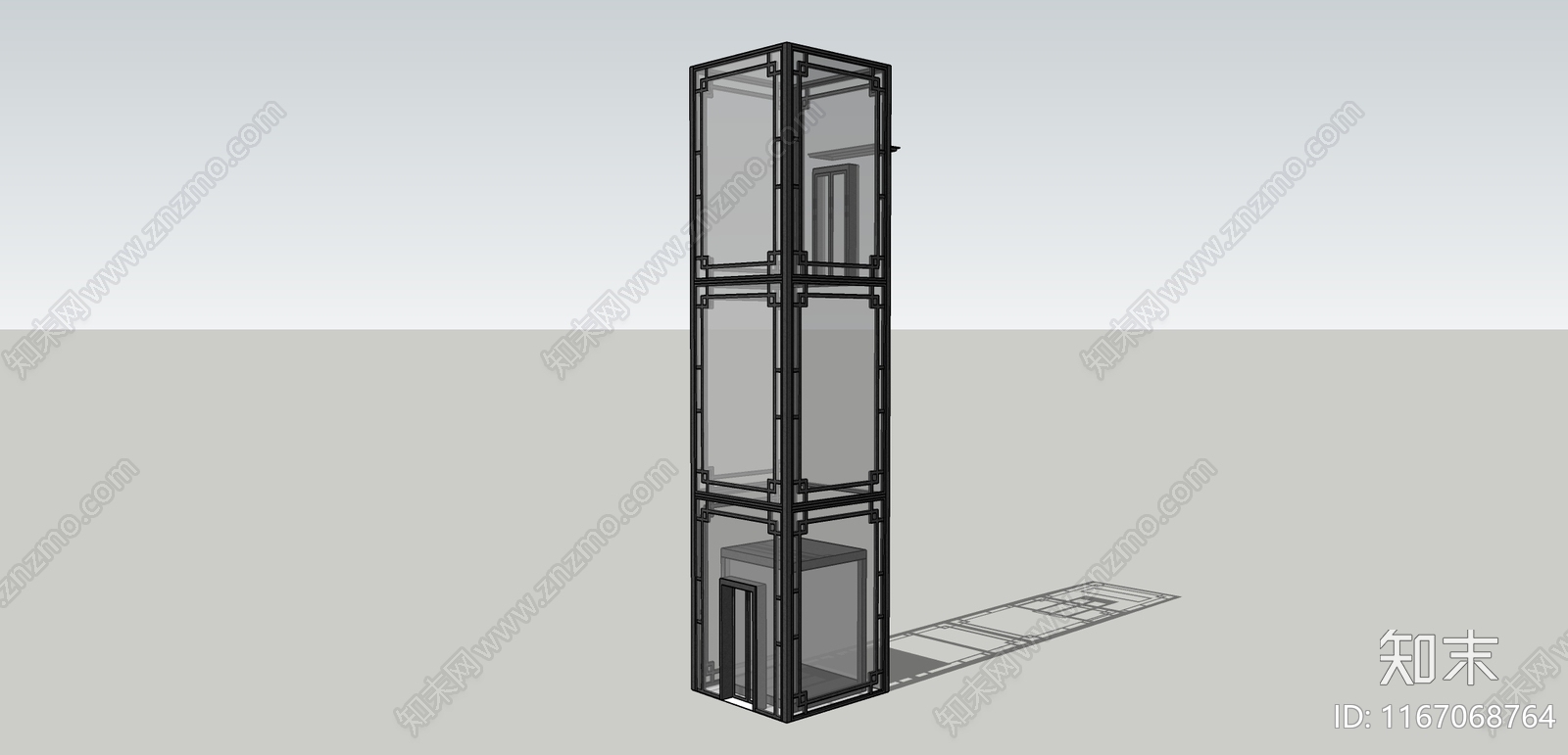 新中式电梯SU模型下载【ID:1167068764】