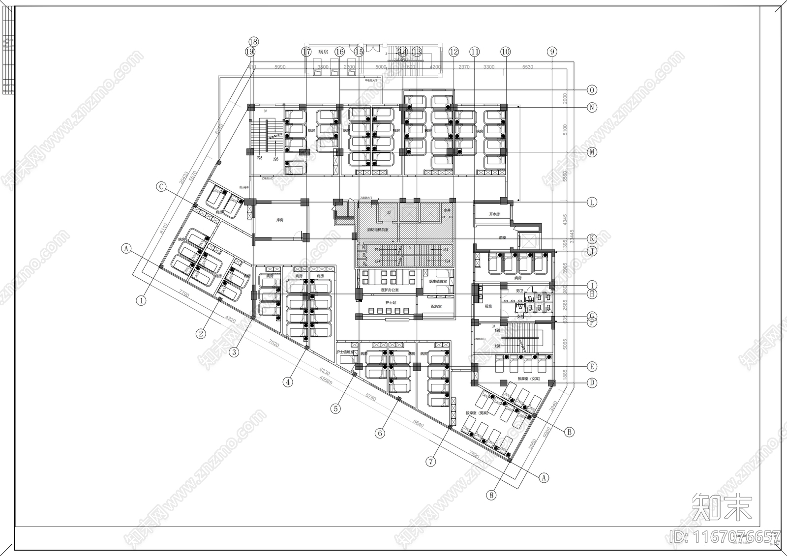 现代医院cad施工图下载【ID:1167076657】