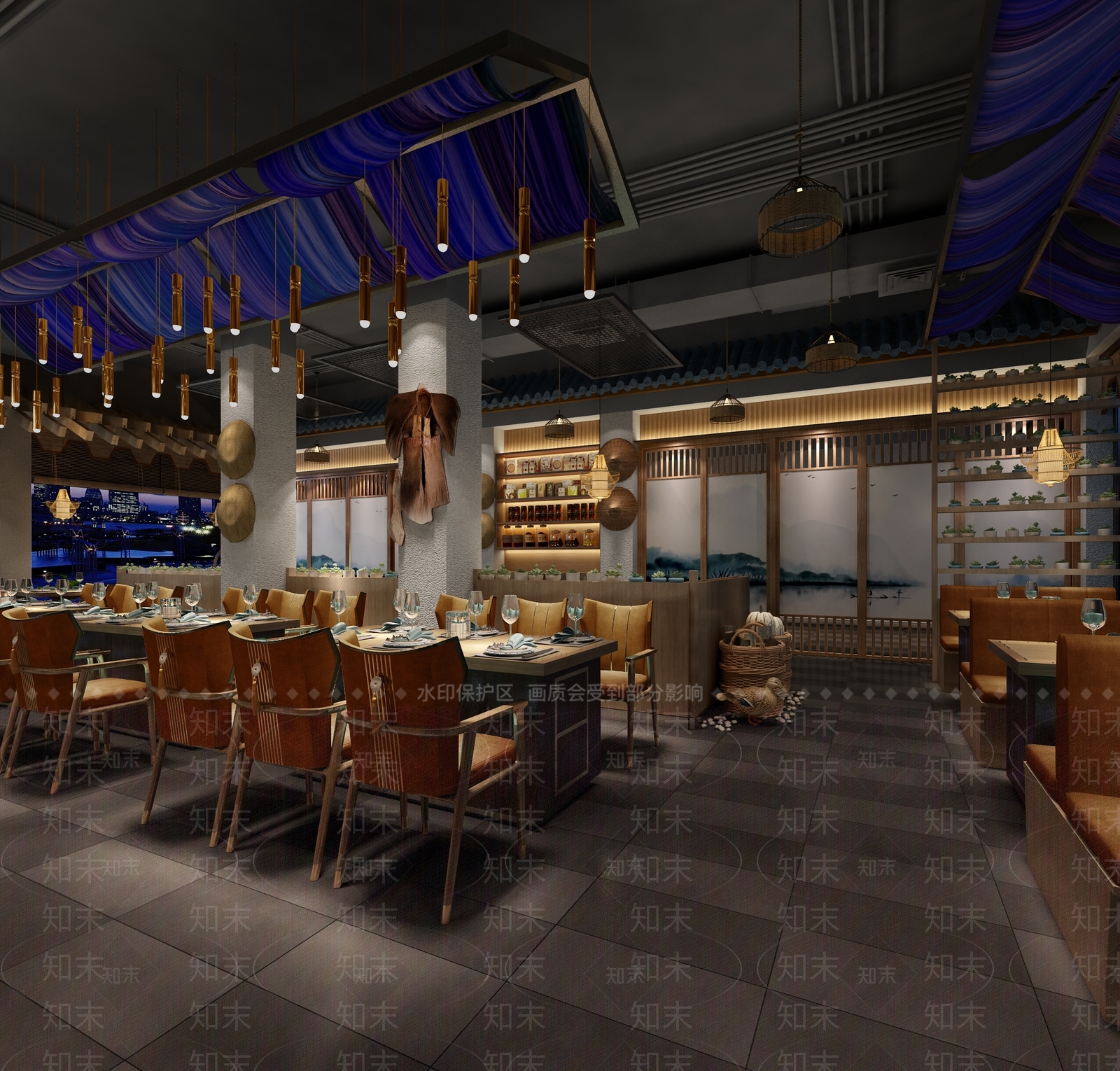 新中式中餐厅3D模型下载【ID:1167278891】