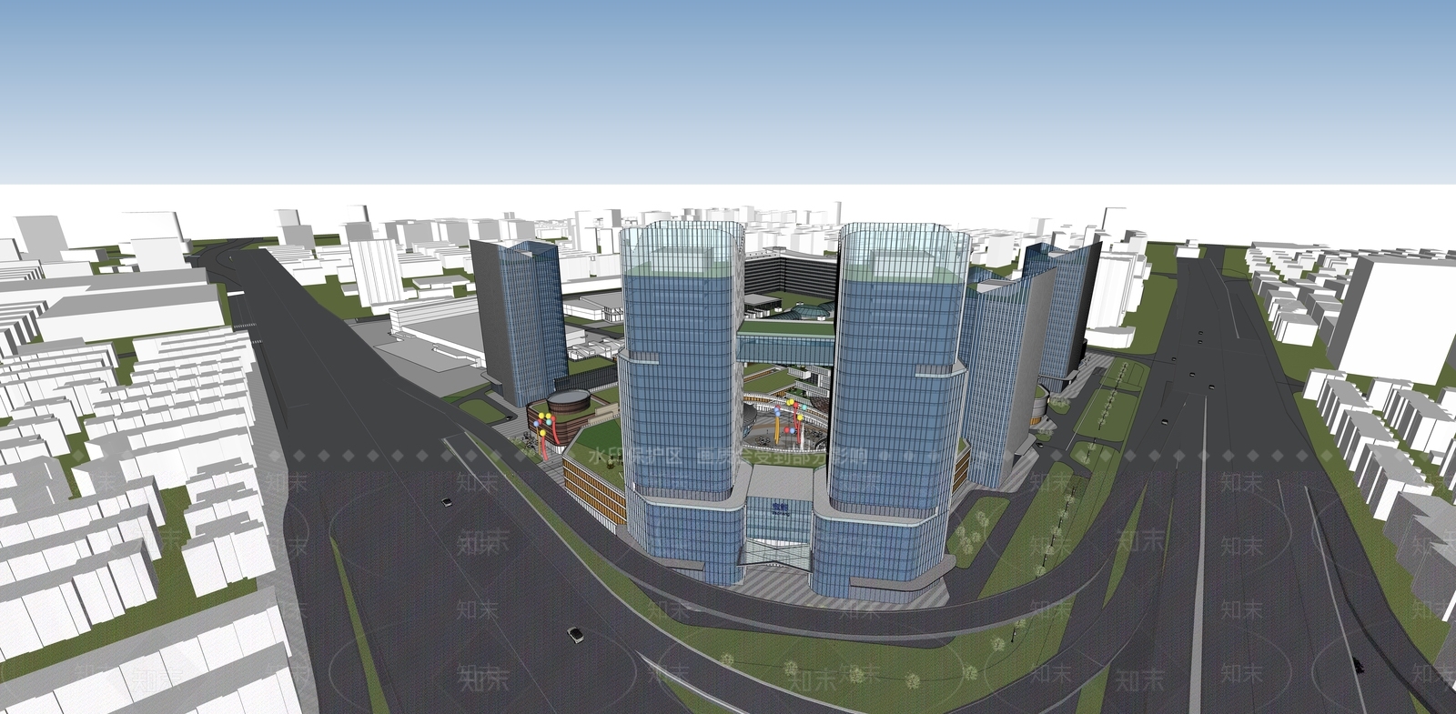 现代商场建筑SU模型下载【ID:1167088152】