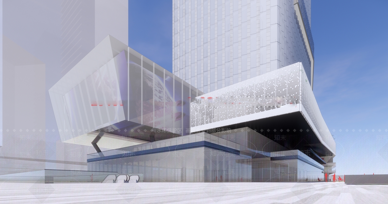 现代简约商场建筑SU模型下载【ID:1167092514】