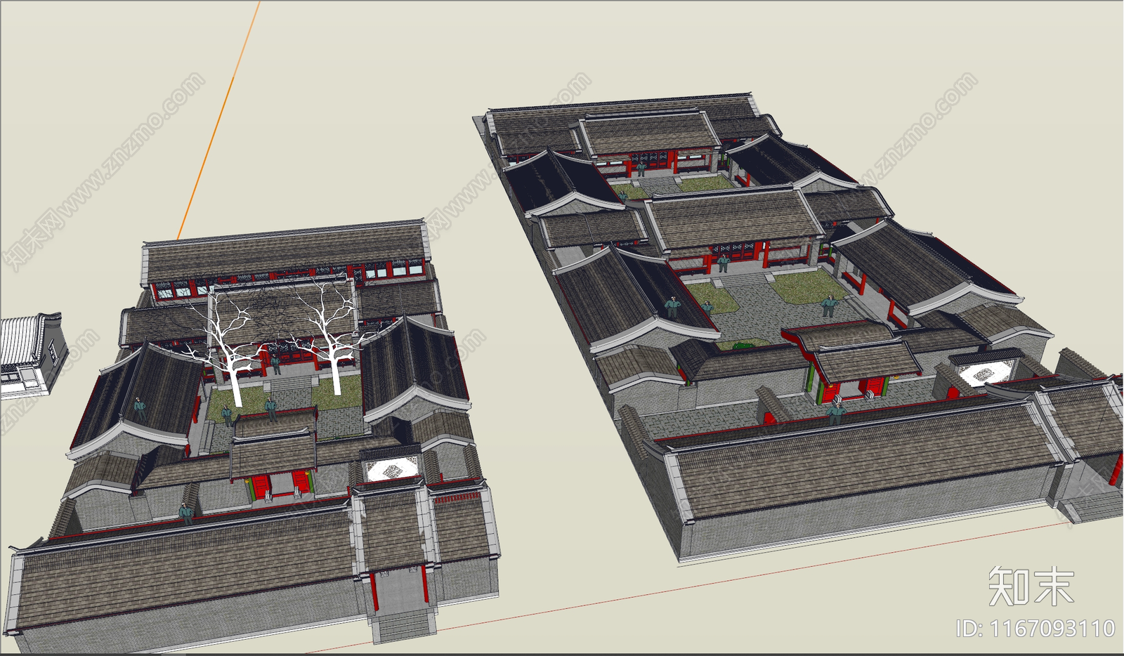 中式四合院SU模型下载【ID:1167093110】