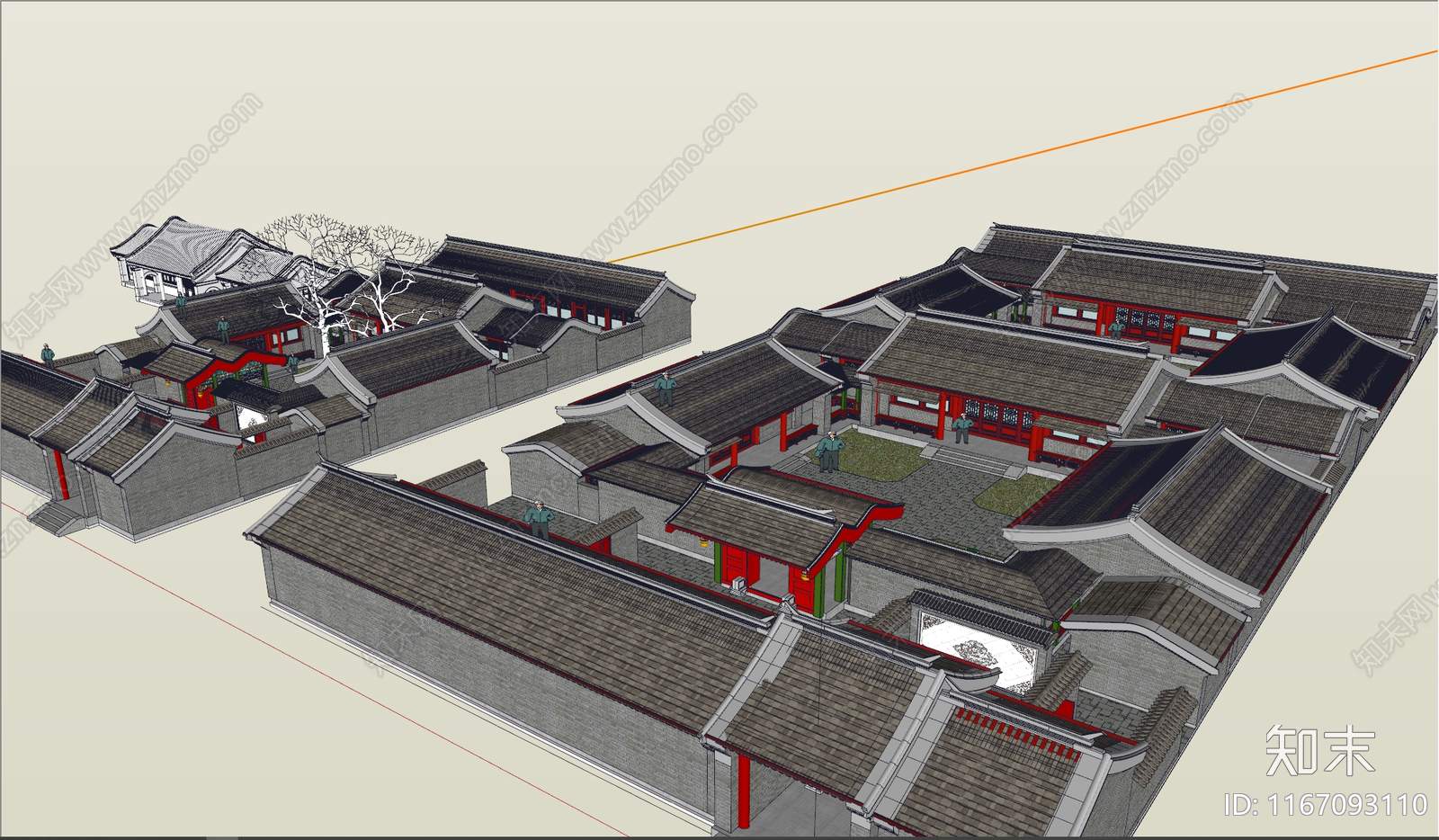 中式四合院SU模型下载【ID:1167093110】