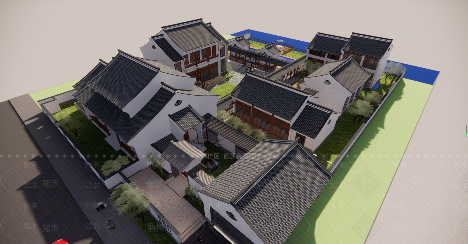新中式四合院SU模型下载【ID:1167093416】