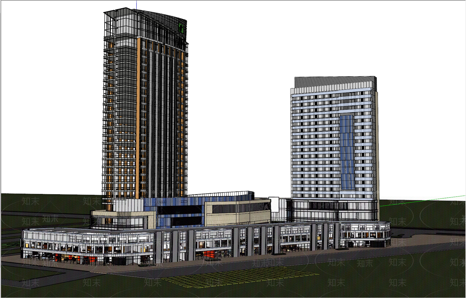 现代商场建筑SU模型下载【ID:1167096007】