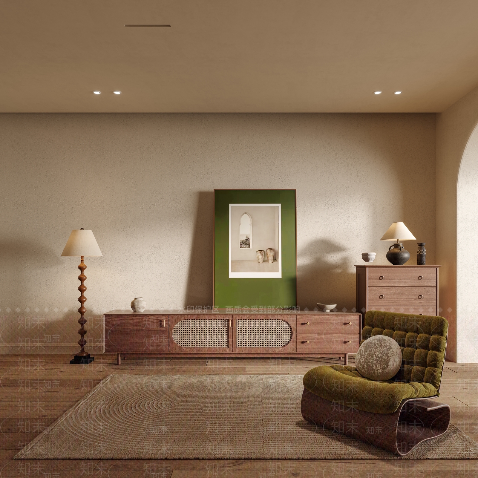 侘寂中古电视柜3D模型下载【ID:1167097549】