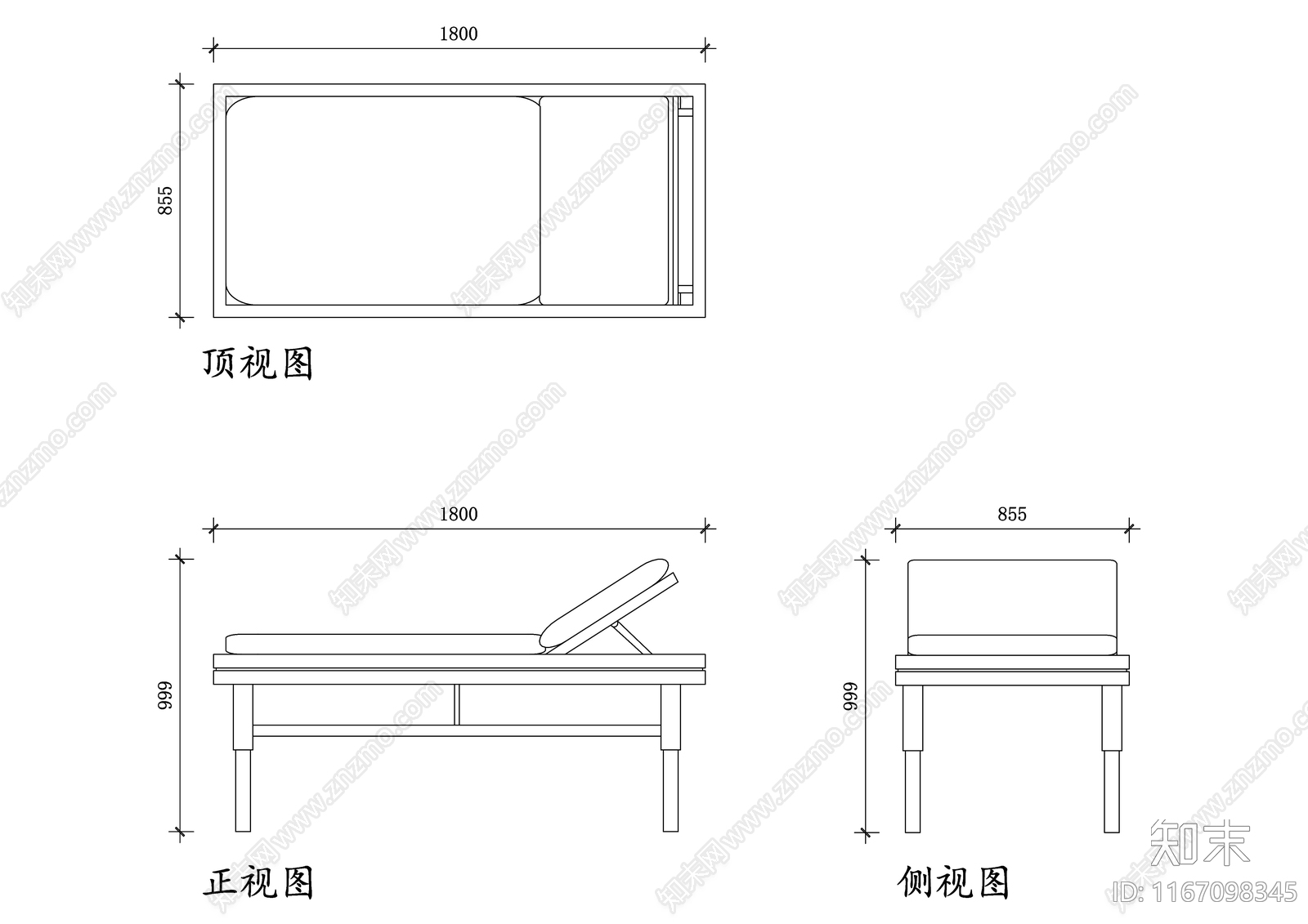 现代床cad施工图下载【ID:1167098345】