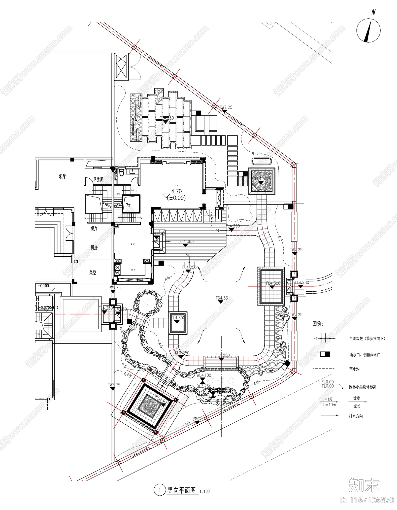 现代新中式庭院cad施工图下载【ID:1167106870】