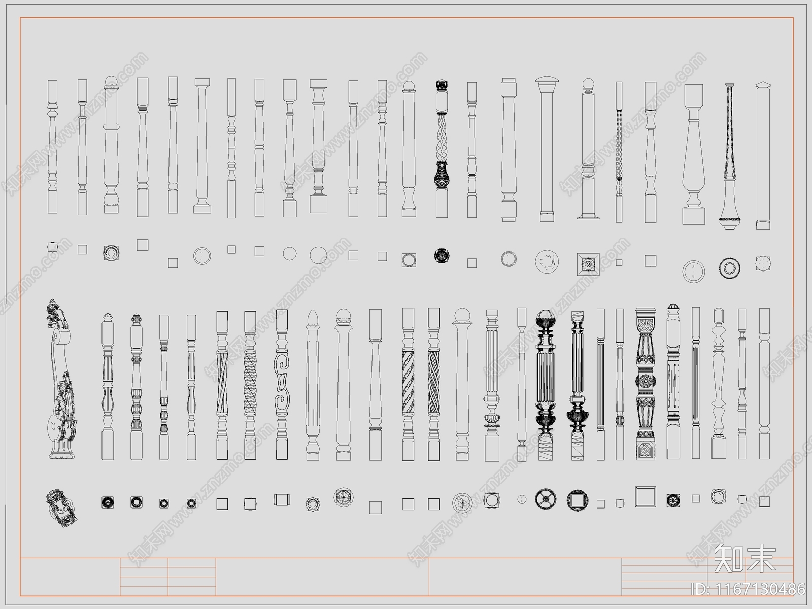 欧式栏杆施工图下载【ID:1167130486】
