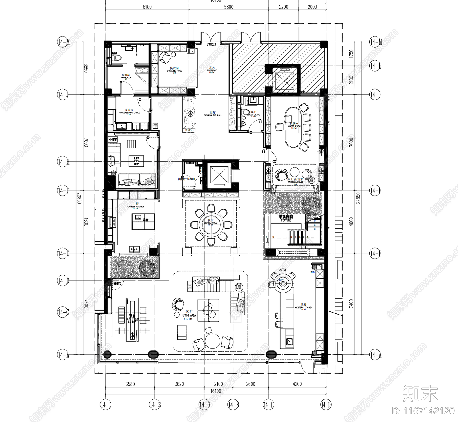 现代整体家装空间cad施工图下载【ID:1167142120】