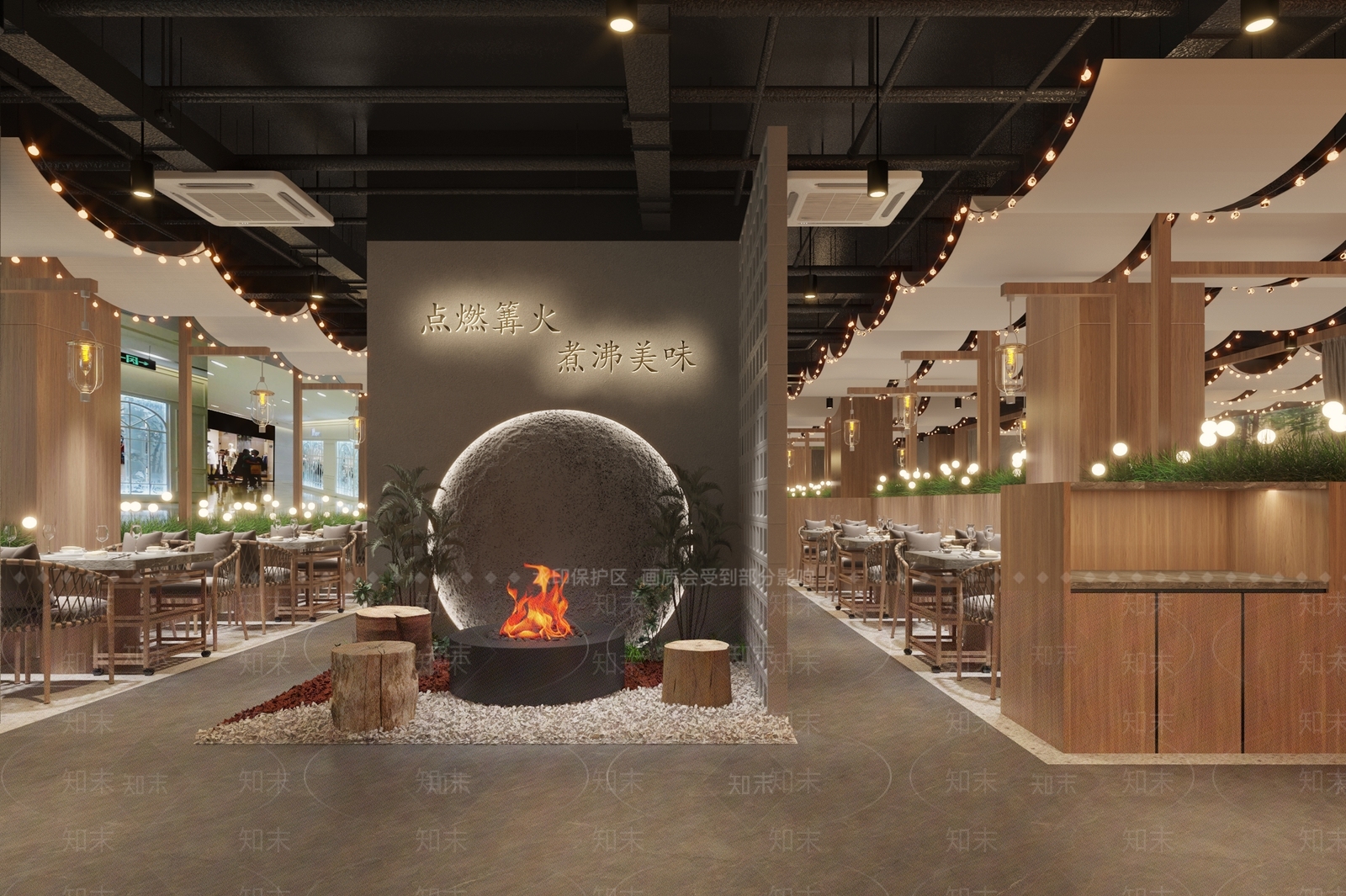 现代新中式火锅店3D模型下载【ID:1167145172】