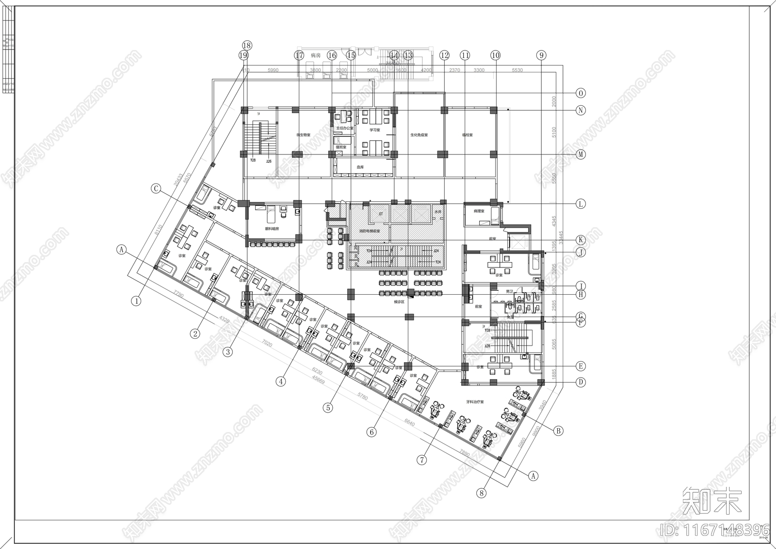 现代医院cad施工图下载【ID:1167148396】
