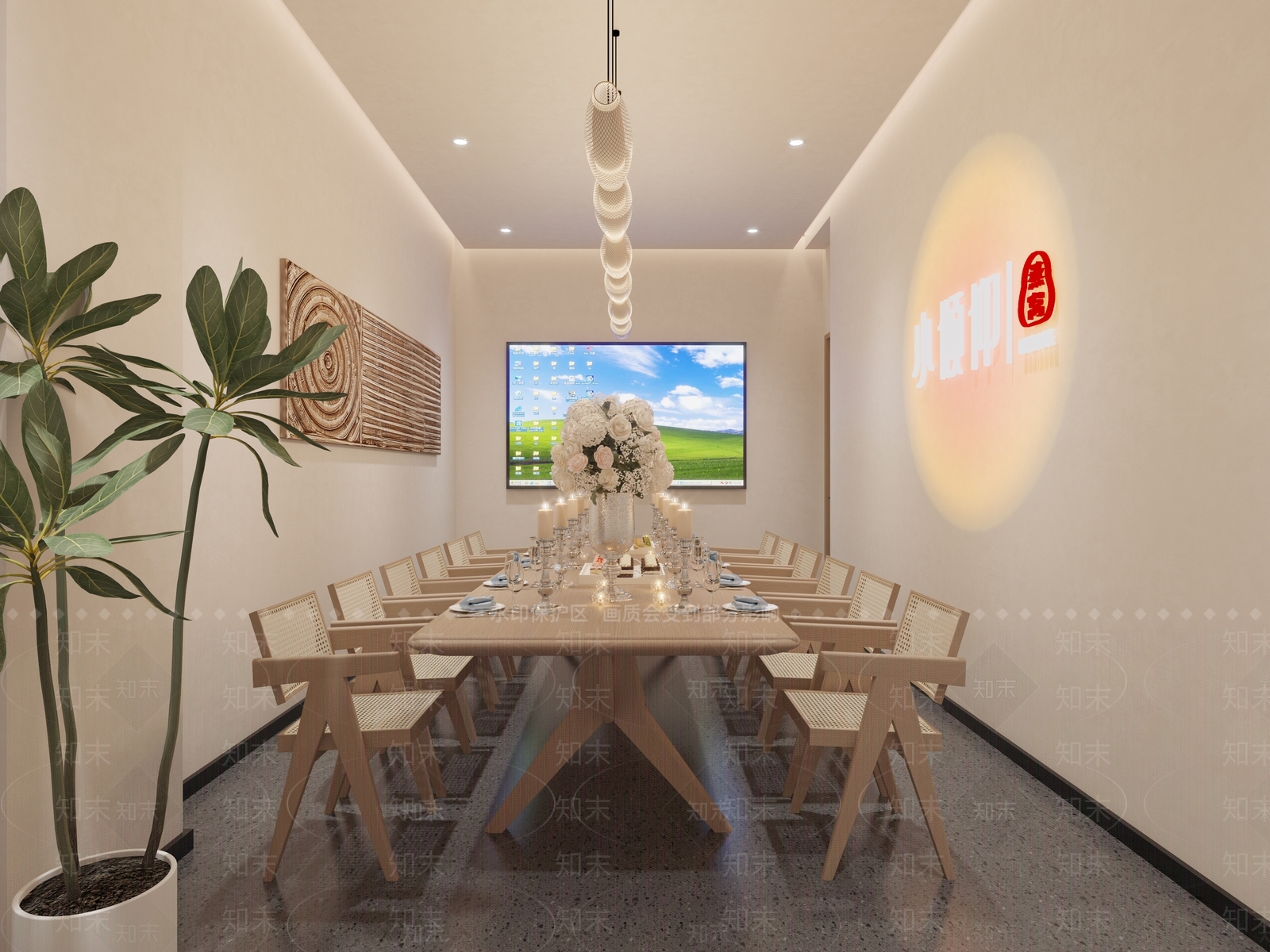 新中式侘寂包厢3D模型下载【ID:1167152645】