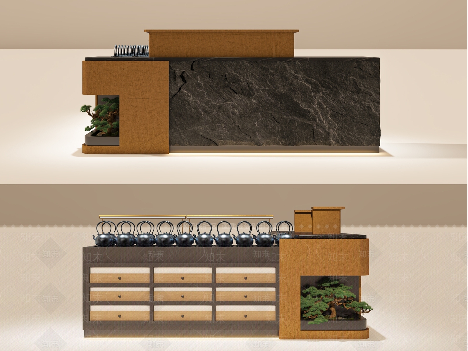 新中式禅意中餐厅3D模型下载【ID:1167155084】