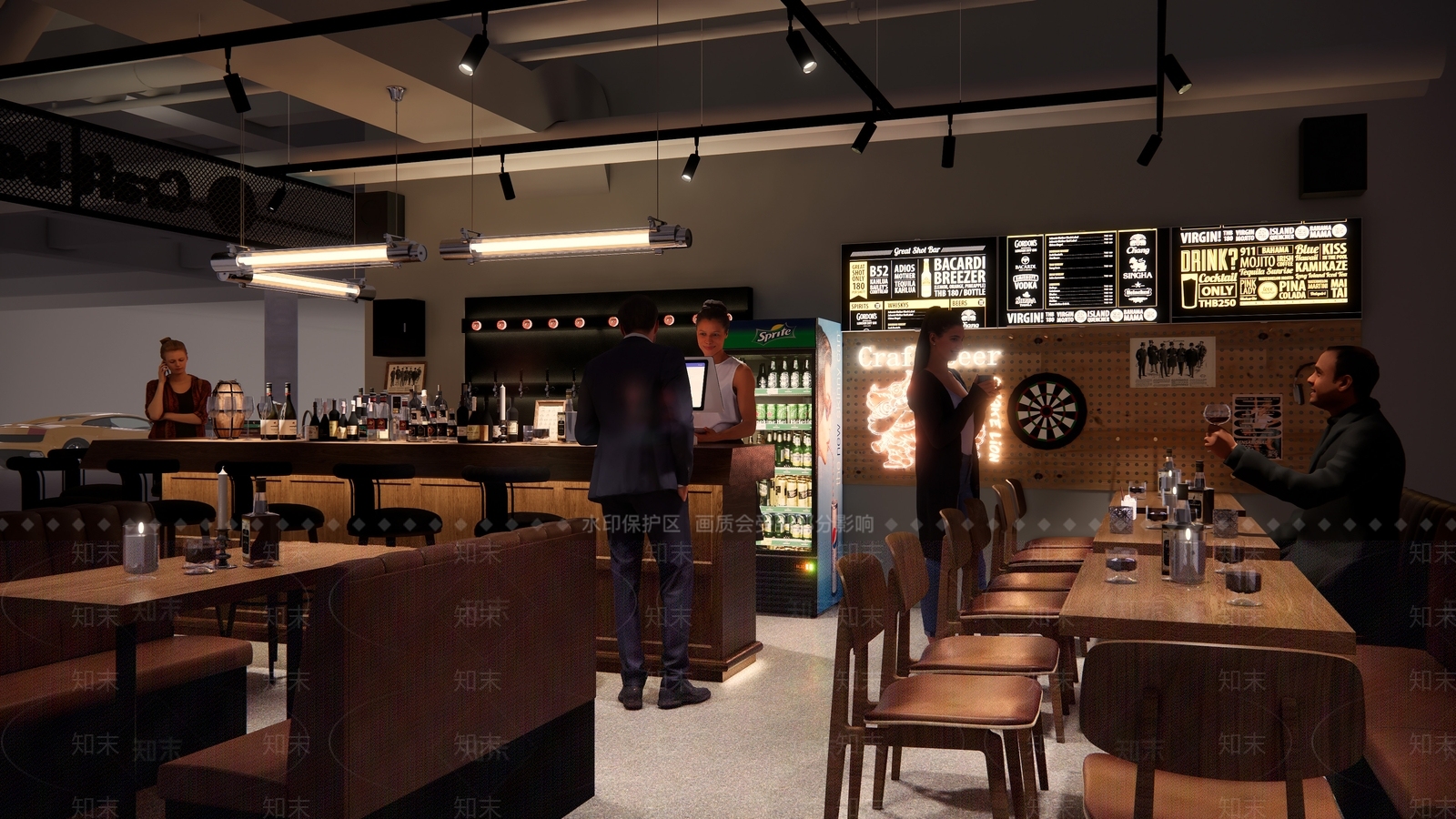 美式复古酒吧SU模型下载【ID:1167158223】