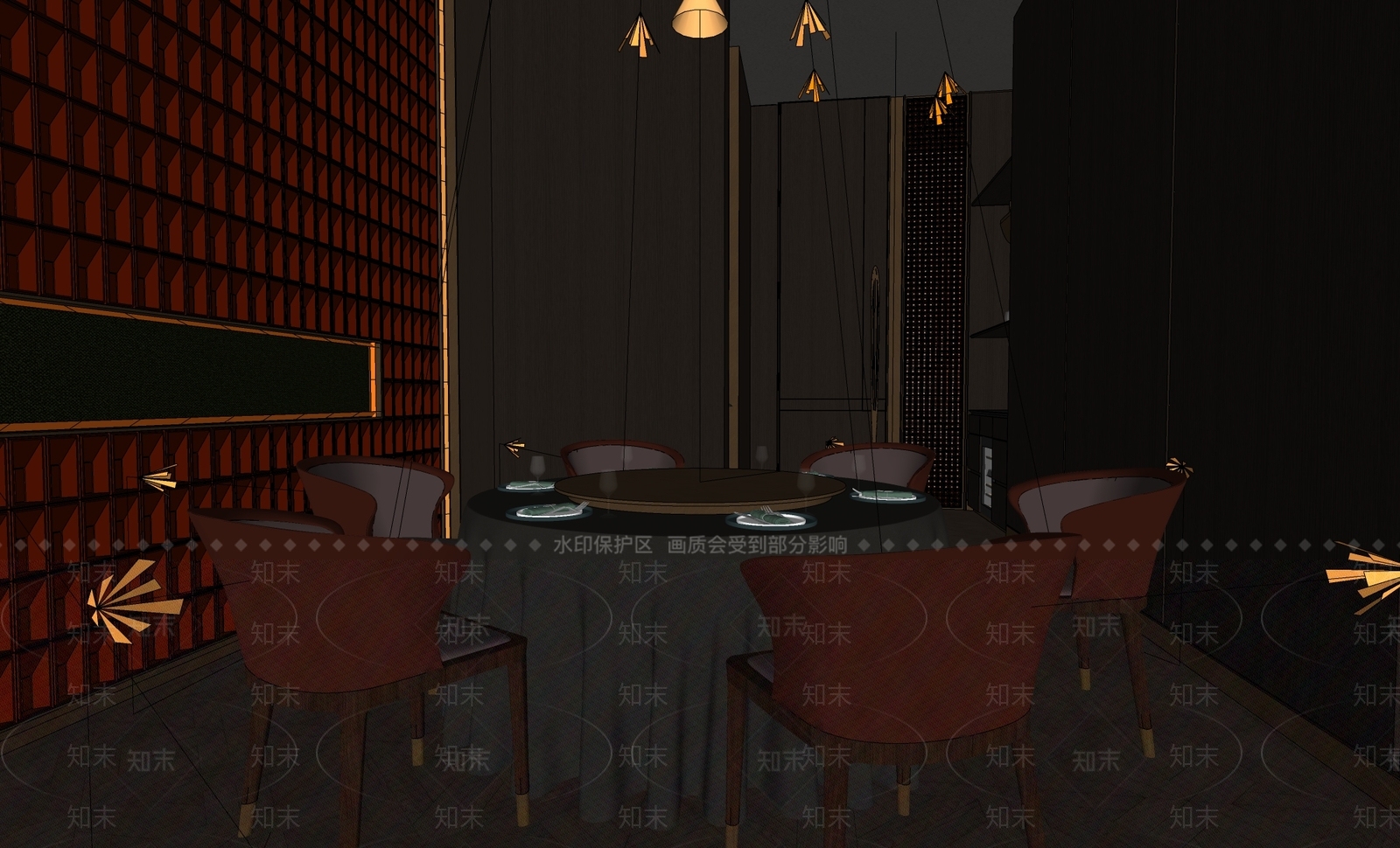 现代新中式包厢SU模型下载【ID:1167160114】