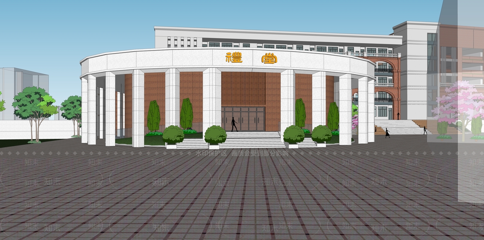 欧式现代学校建筑SU模型下载【ID:1167161506】