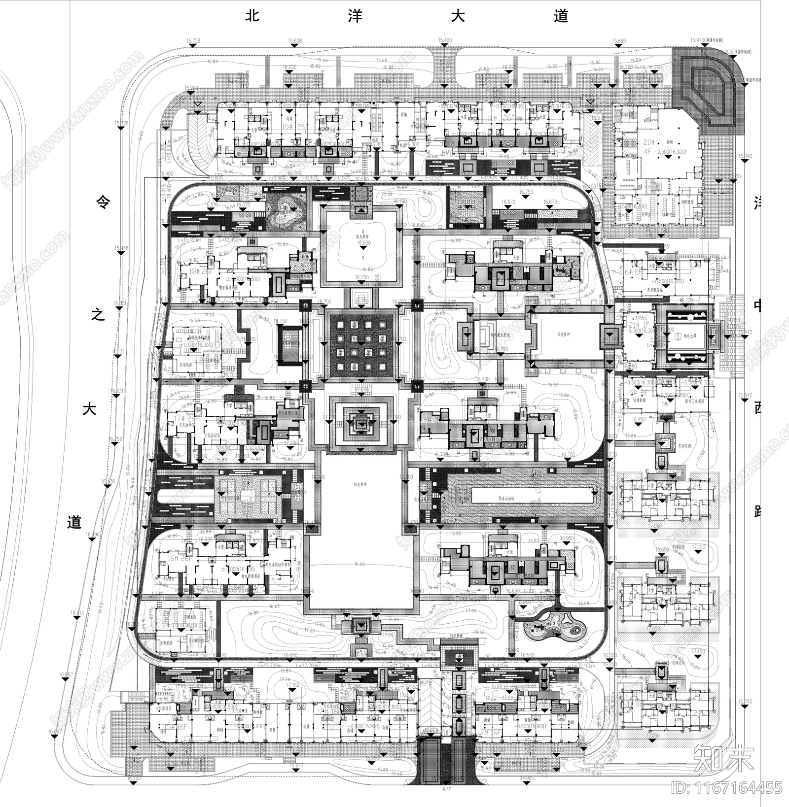 现代小区景观施工图下载【ID:1167164455】