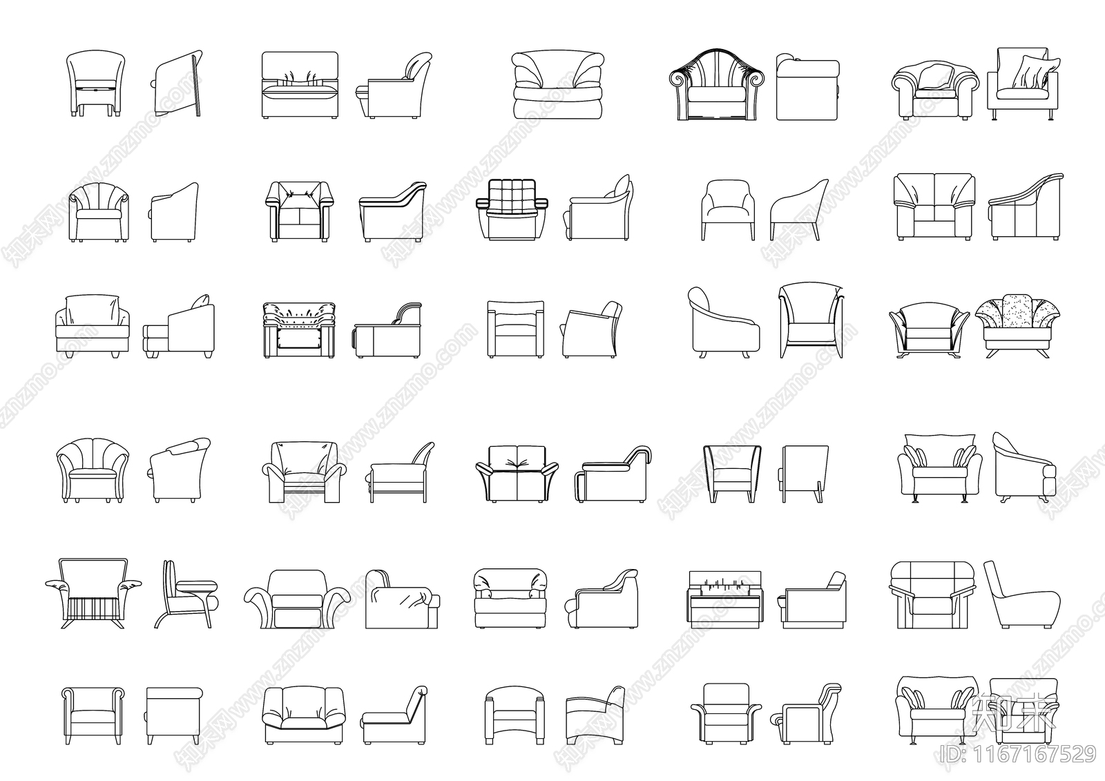 欧式沙发施工图下载【ID:1167167529】
