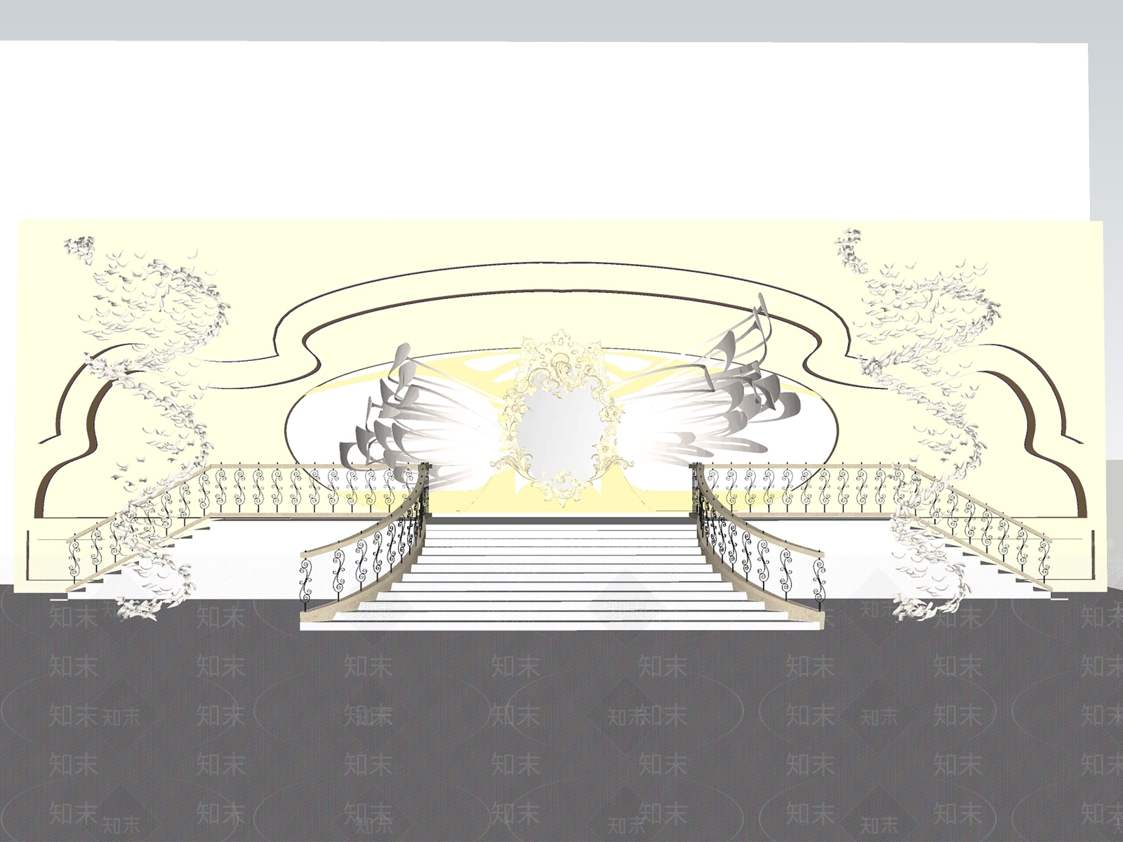 欧式宴会厅SU模型下载【ID:1167168409】