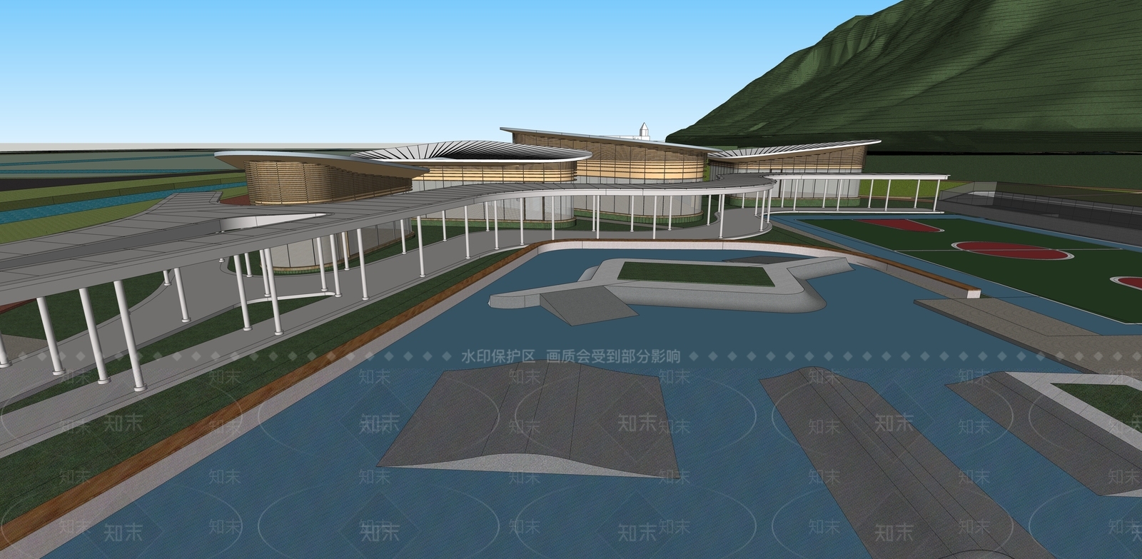 现代体育建筑SU模型下载【ID:1167177947】