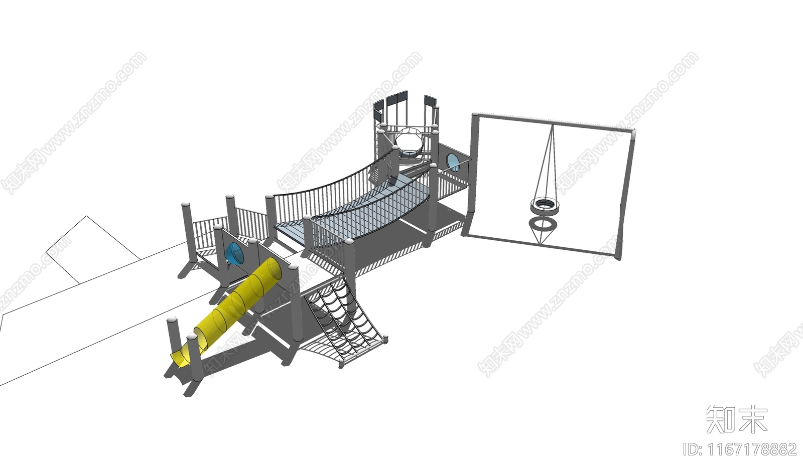 儿童滑梯SU模型下载【ID:1167178882】