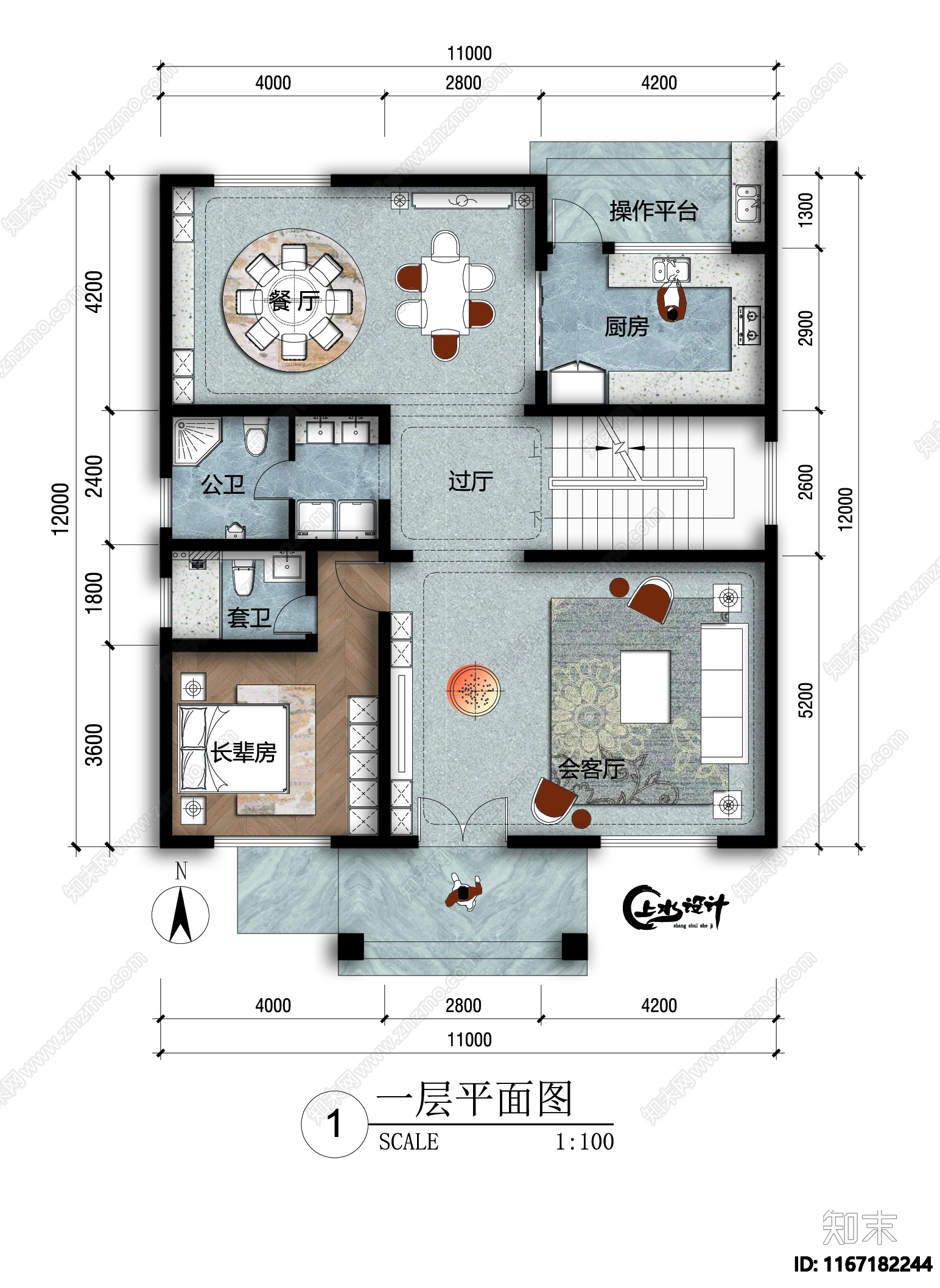 新中式中式别墅建筑cad施工图下载【ID:1167182244】