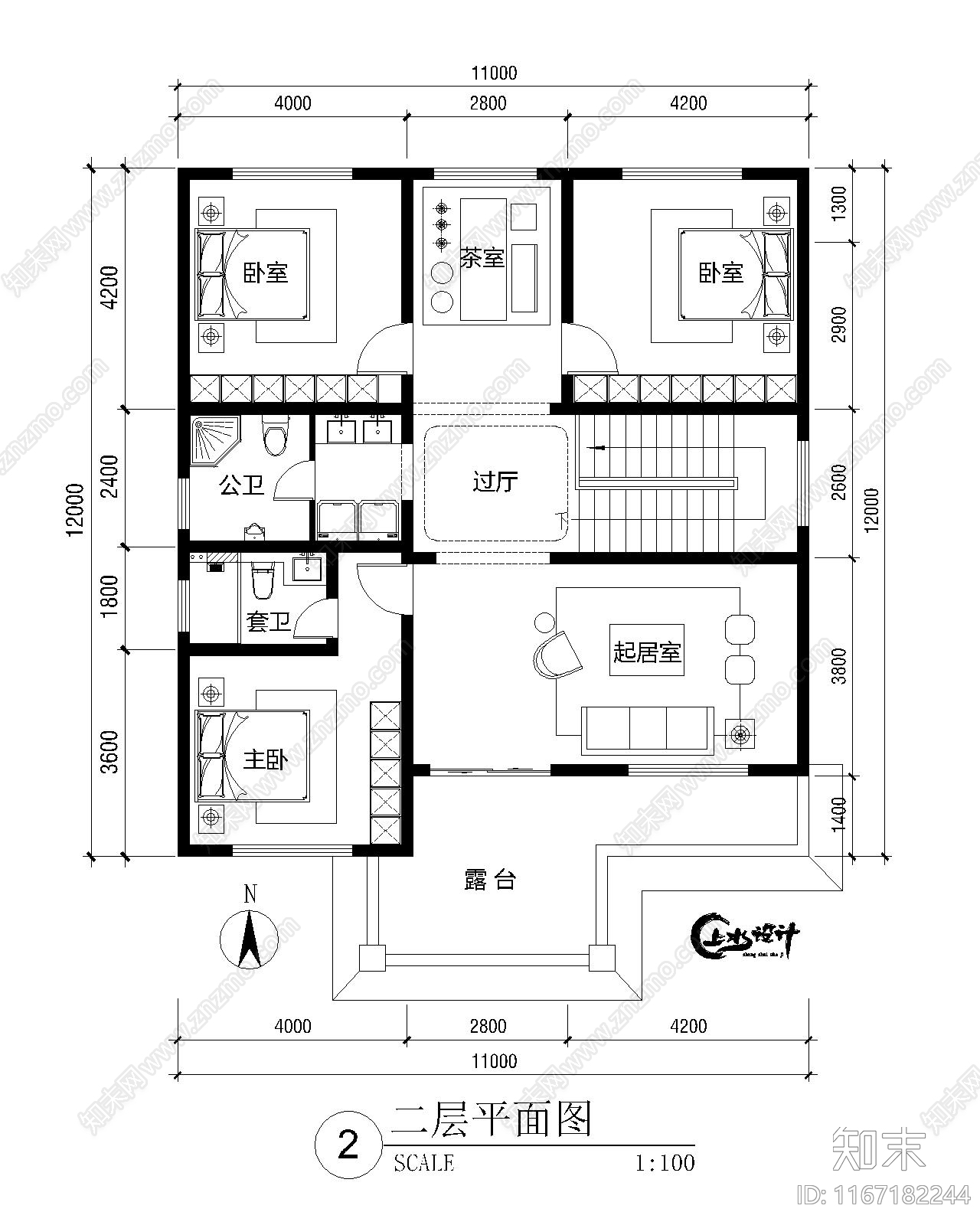 新中式中式别墅建筑cad施工图下载【ID:1167182244】