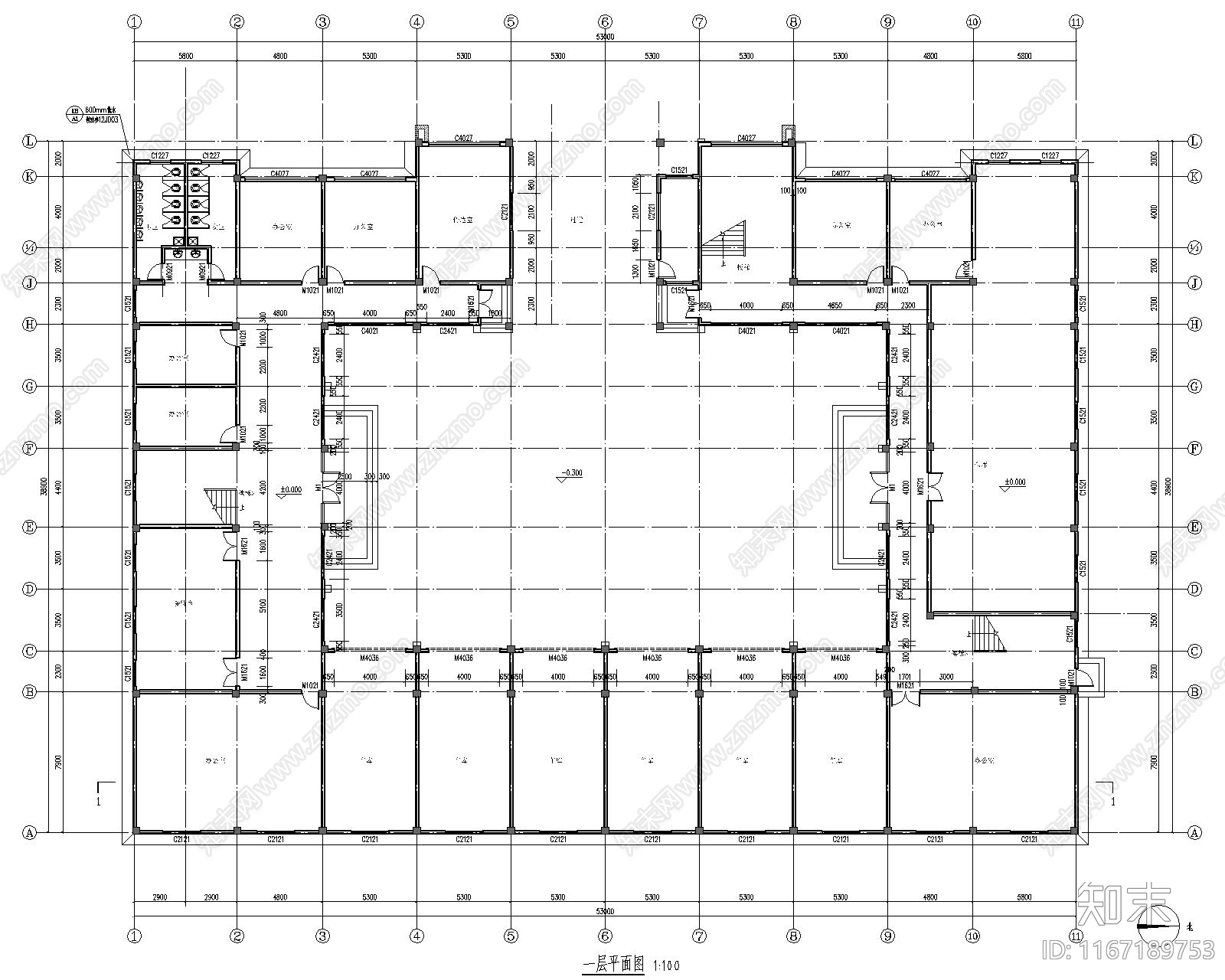 现代办公楼建筑施工图下载【ID:1167189753】