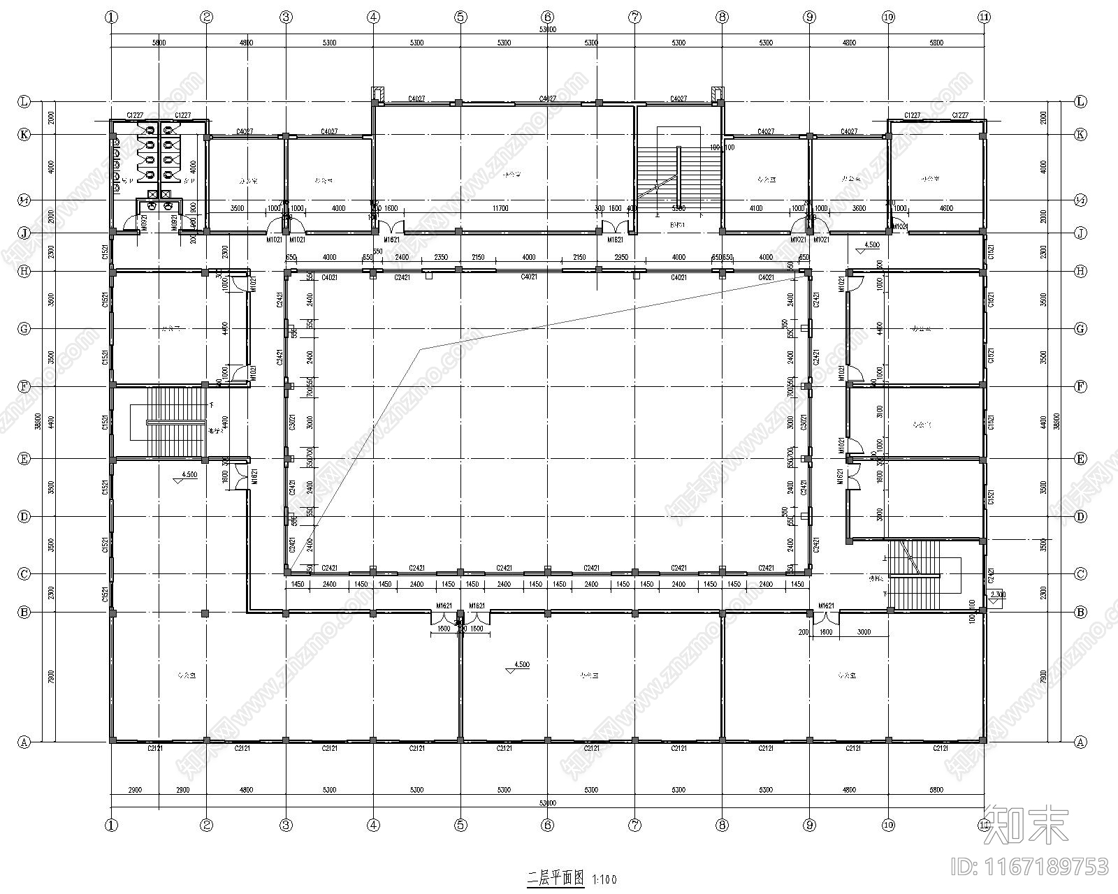 现代办公楼建筑施工图下载【ID:1167189753】