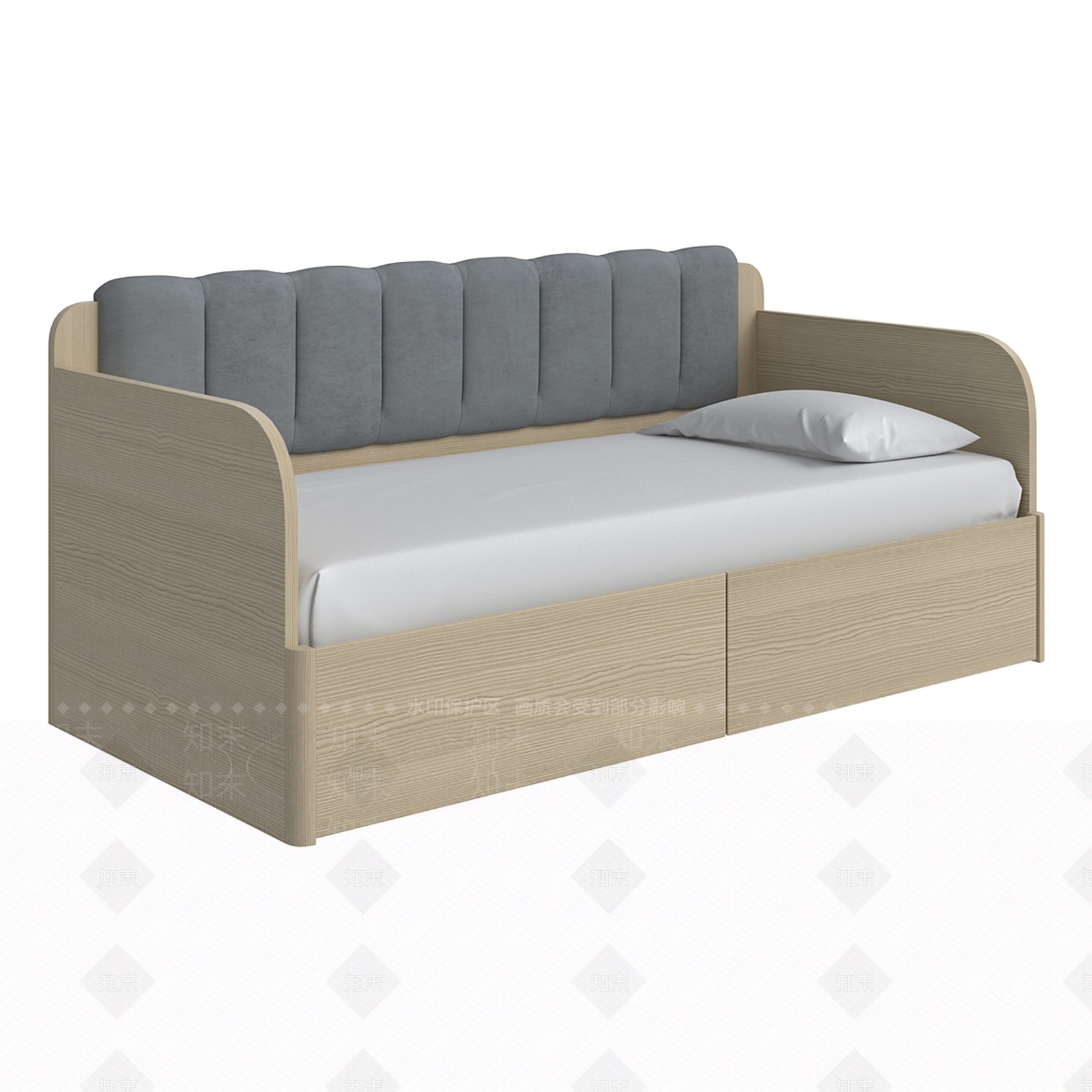 北欧单人床3D模型下载【ID:1167194602】