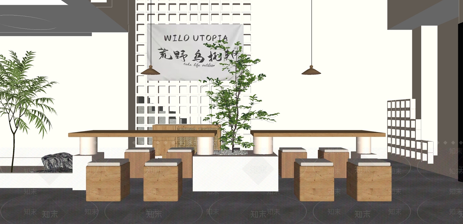侘寂奶茶店SU模型下载【ID:1167196906】