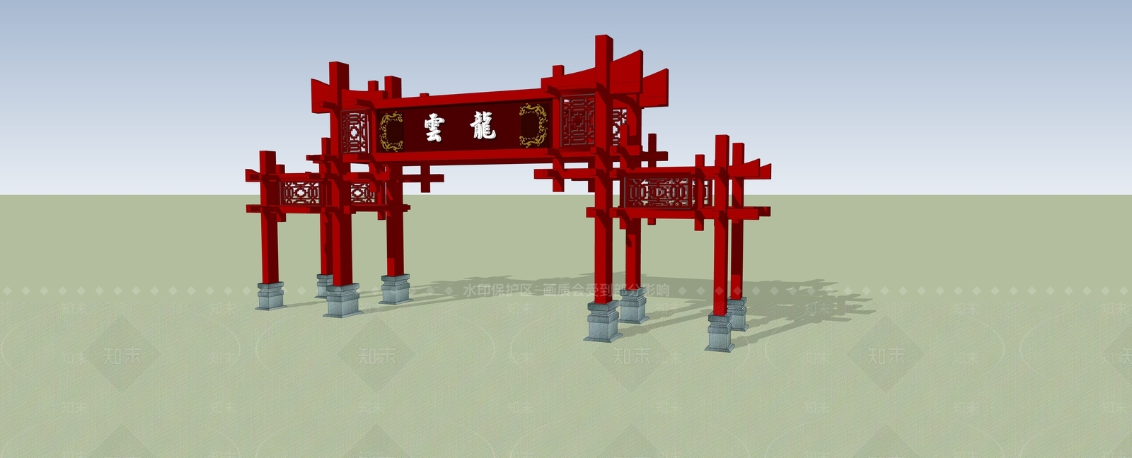 中式新中式入口大门SU模型下载【ID:1167199194】