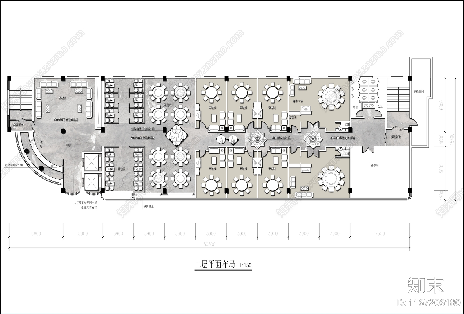 现代新中式中餐厅cad施工图下载【ID:1167206180】