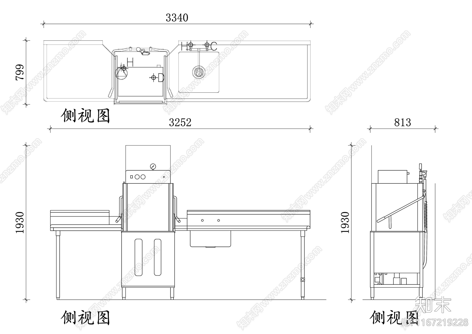 现代厨房设施cad施工图下载【ID:1167219228】