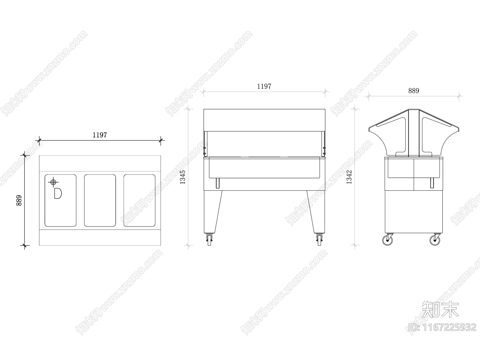 现代自助餐厅施工图下载【ID:1167225932】