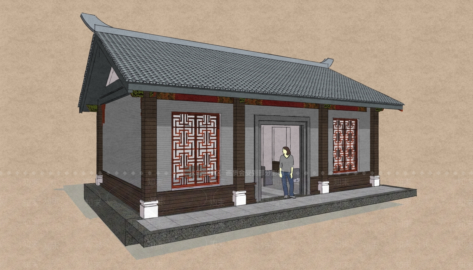 现代中式公共卫生间SU模型下载【ID:1167228042】