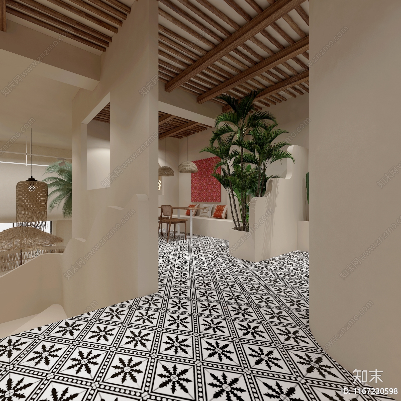 极简奶油咖啡厅3D模型下载【ID:1167230598】